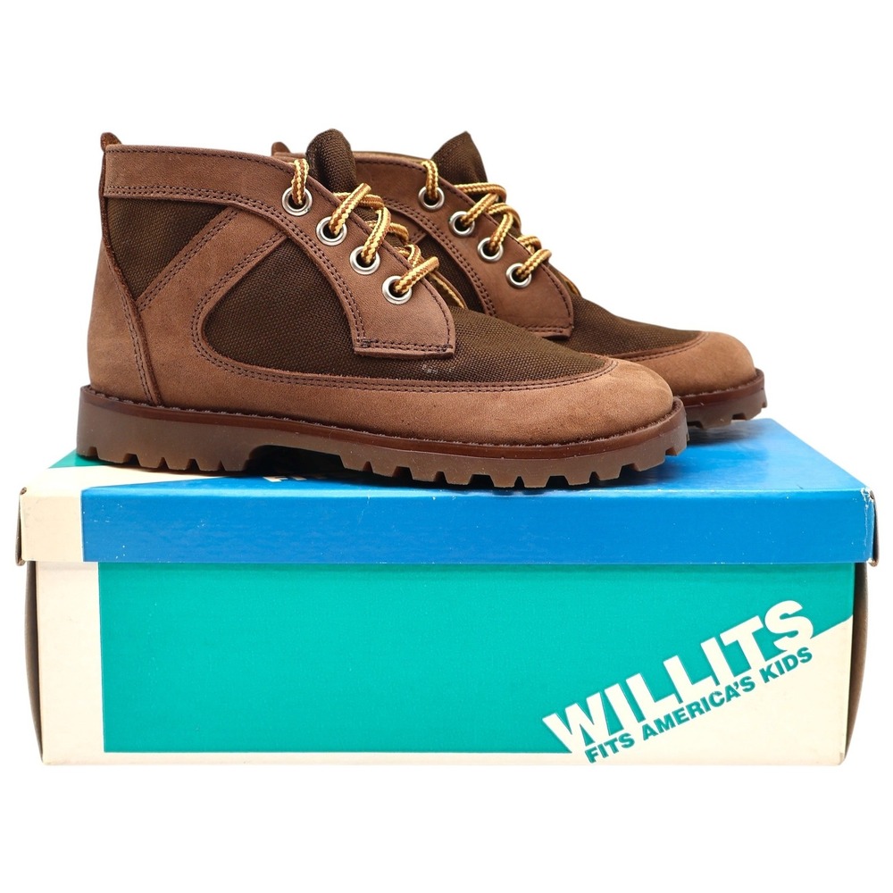 Willits Boots Kids Size 11.5 M Vintage 90s Brown Leather Deadstock Made in USA